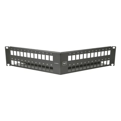 Patch Panel Angulado 10G MAX UTP / 48 Puertos Vacíos / 2U Rack 19" / Compatible Z-MAX® y UltraMAX™ / Color Negro / Administrador de Cable Integrado