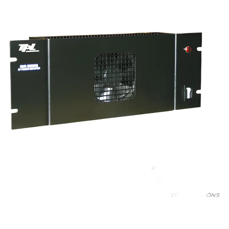 Amplificador de Ciclo Continuo en VHF para Rack 19", Potencias de Entrada/Salida de 1-5 W/40-125W, consumo de 20 A. Incluye Ventilador.