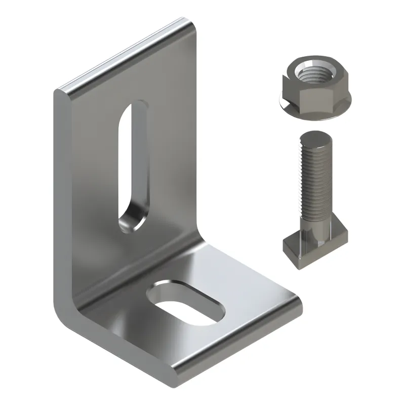 Herraje en L / L Foot / Fijación al Suelo / Aluminio Serie 6000 / Acero Inoxidable / Compatible con N Rail 4.72 / Techos Planos e Inclinados
