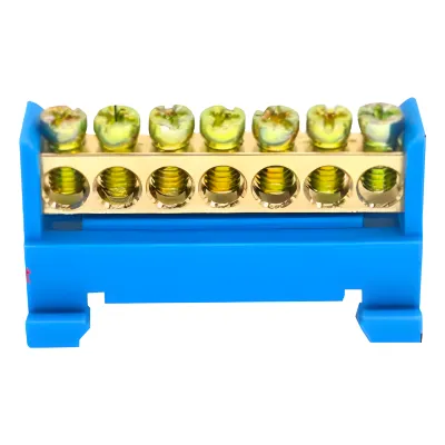 Terminal de Cableado Tipo Riel / 7 Orificios / Tornillos M5 / PP Retardante a la Flama / Cable 6 mm² / 50 A / 750 V CA