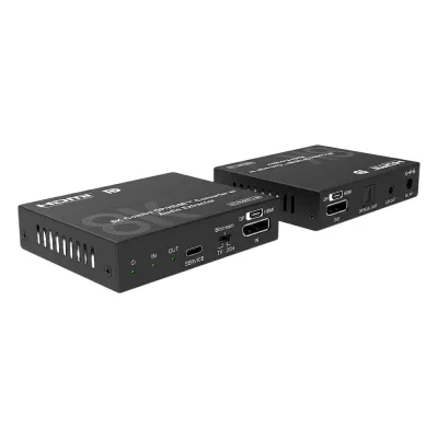 Extensor de Video DP y HDMI | Convertidor Combo DisplayPort / HDMI | Extracción de Audio | Hasta 8K30 | 4K120 | HDCP 2.3 | Múltiples Formatos de Audio | HDR10
