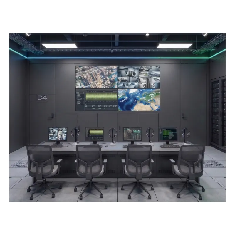 Kit Videowall 2x2 / 4 Pantallas 55" Full HD / Decodificador 16CH 4K / Base de Piso / Hikvision