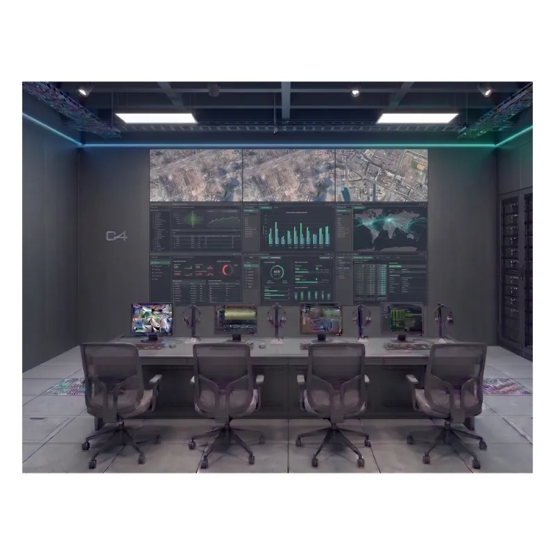 Kit Videowall 3x3 / 9 Pantallas 55" Full HD / Decodificador 16CH 4K / Base de Piso / Hikvision