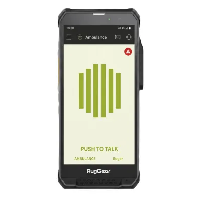 Kit Radio PoC LTE RugGear RG880i + Licencia TASSTA T.FLEX Smart 12 meses / Pantalla HD+ 5.5" (14 cm) 500 nits / Snapdragon 680 MCPTT / IP68 y MIL-STD-810H / Altavoz 103 dB / Android 14