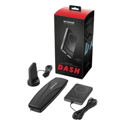 Kit Amplificador de Señal Celular para Vehículo / Prioridad para un Dispositivo / Con cargador Inalámbrico Magnético Qi2 / Antena Magnética Exterior / 23 dB de Ganancia / Tri Banda / 50 Ohm / SMA Hembra