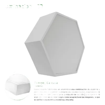 Lampara LED Poligonal de 18 W / 1 800 lm / 127-265V~50/60Hz / Acabado Blanco Mate / Angulo de Luz 140° / Dimensiones 230 x 80 mm (Largo y Alto) / Sobreponer /Luz Fría 6 500 K