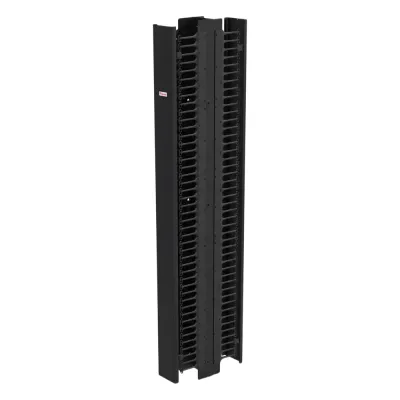 Gestor Vertical de Cableado CableTek-EC / Doble Cara / 45U / Acero 1.9 mm / 6 in Ancho / 9 in Profundidad / Negro RAL 9005 / Montaje Universal 2 y 4 Postes / Postes y Compuertas Incluidos / Cubierta Frontal Central