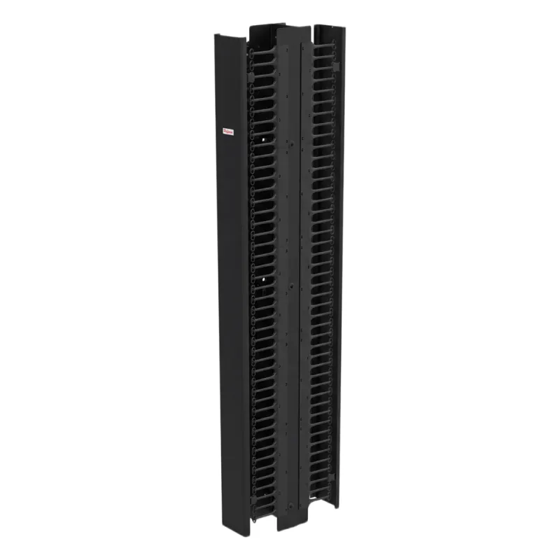 Gestor Vertical de Cableado CableTek-EC / Doble Cara / 45U / Acero 1.9 mm / 6 in Ancho / 9 in Profundidad / Negro RAL 9005 / Montaje Universal 2 y 4 Postes / Postes y Compuertas Incluidos / Cubierta Frontal Central