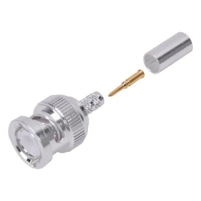 Conector BNC Macho de Anillo Plegable para Cable LP-142, LP-195, LMR-195, RG-58/U, RG-142/U, Plata/Oro/Teflón.