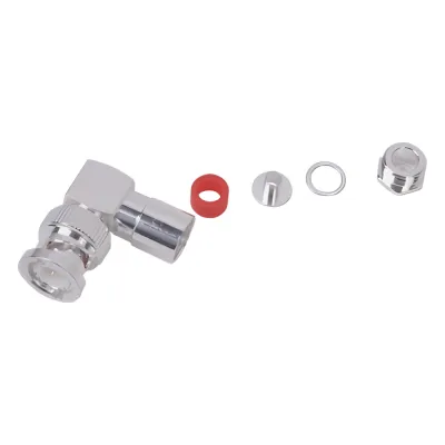 Conector BNC Macho en Ángulo Recto de Rosca para LP-195, LP-142, LMR-195, RG-58/U, RG-142/U, Plata/Oro/Teflón.