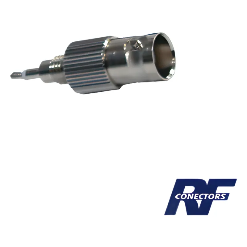 Adaptador en Línea, de Conector BNC Hembra a Plug para Fono, Níquel/ Oro/ Teflón.