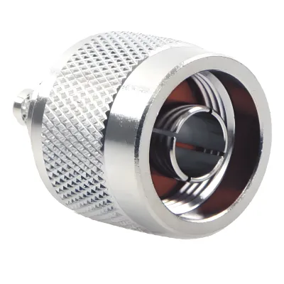 Conector N Macho Coaxial de Anillo Plegable para Cable RG-142/U, Niquel/ Oro/ Teflón.