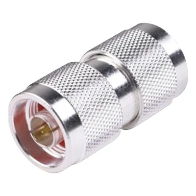 Adaptador Barril en Línea de Conector N Macho a N Macho, Plata/ Oro/ Teflón.