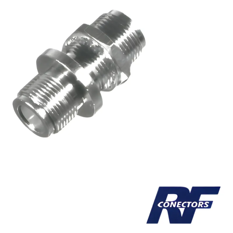 Adaptador Doble N Hembra para Chasis de Montaje Frontal en Doble D Plano y Cuerpo Plateado.
