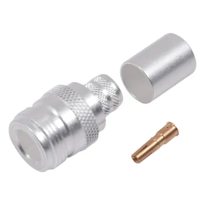 Conector N Hembra de Anillo Plegable para Cables 9913, 8214, LMR-400, RG8/U-SYS, RFLASH-1113, Plata/ Oro/ Teflón.