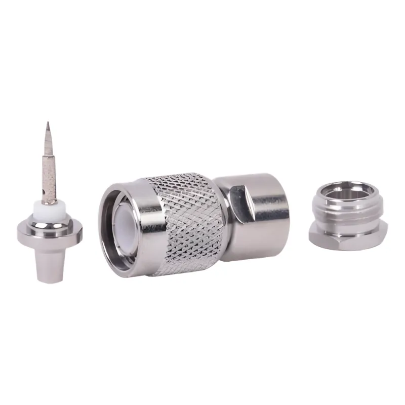 Conector TNC Macho de Rosca para Cable RG-58/U, Grupo C, Níquel/ Plata/ Delrin.