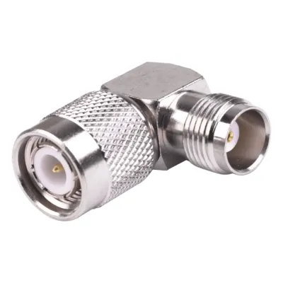 Adaptador en Ángulo Recto de Conector TNC Macho a TNC Hembra, Níquel/ Oro/ Teflón.