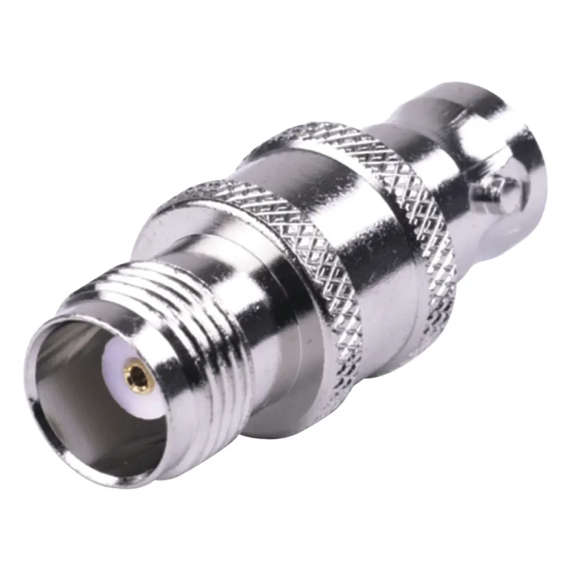 Adaptador en Línea de Conector TNC Hembra a BNC Hembra, Níquel/ Oro/ Teflón.