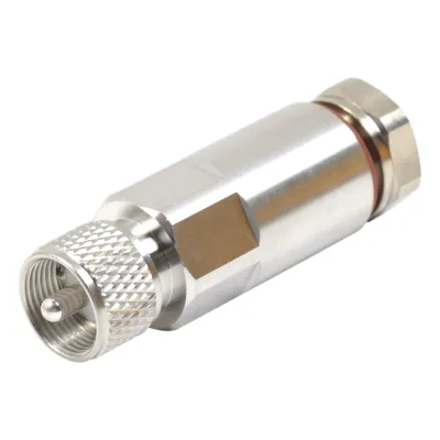 Conector UHF Macho (PL-259) para Cable HELIAX de 1/2" LDF4-50A, LP-450A, Tipo Rosca, Bronce Blanco/ Plata/ Teflón.
