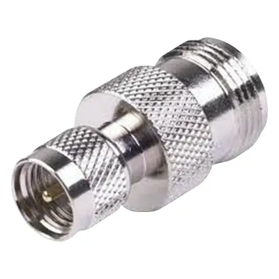 Adaptador en Línea, de Conector Mini-UHF Macho a N Hembra, Níquel/ Oro/ Teflón.
