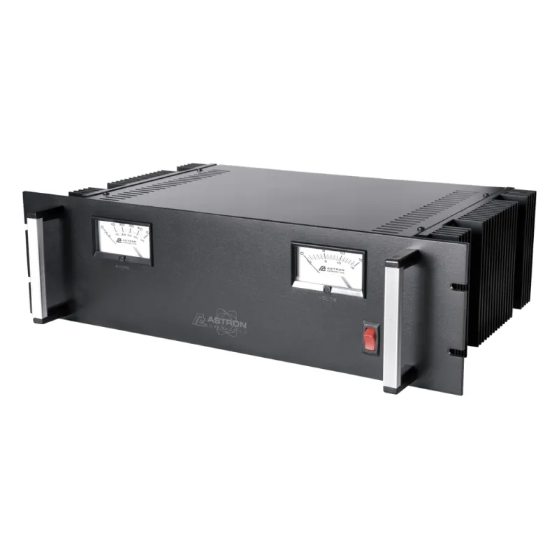 Fuente de poder 13.8Vcc, 35A, lineal regulada con circuito cargador de baterías, para instalación en rack