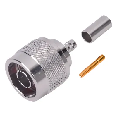 Conector N Macho Inverso de Anillo Plegable para cables RG-58/U, RG-142/U.