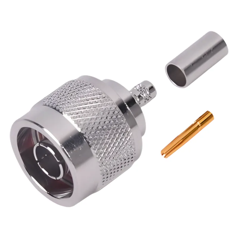Conector N Macho Inverso de Anillo Plegable para cables RG-58/U, RG-142/U.