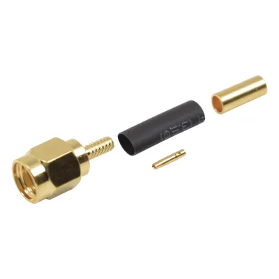 Conector SMA Macho Inverso de Anillo Plegable para Instalar en Cables RG-174/U y RG-316/U.