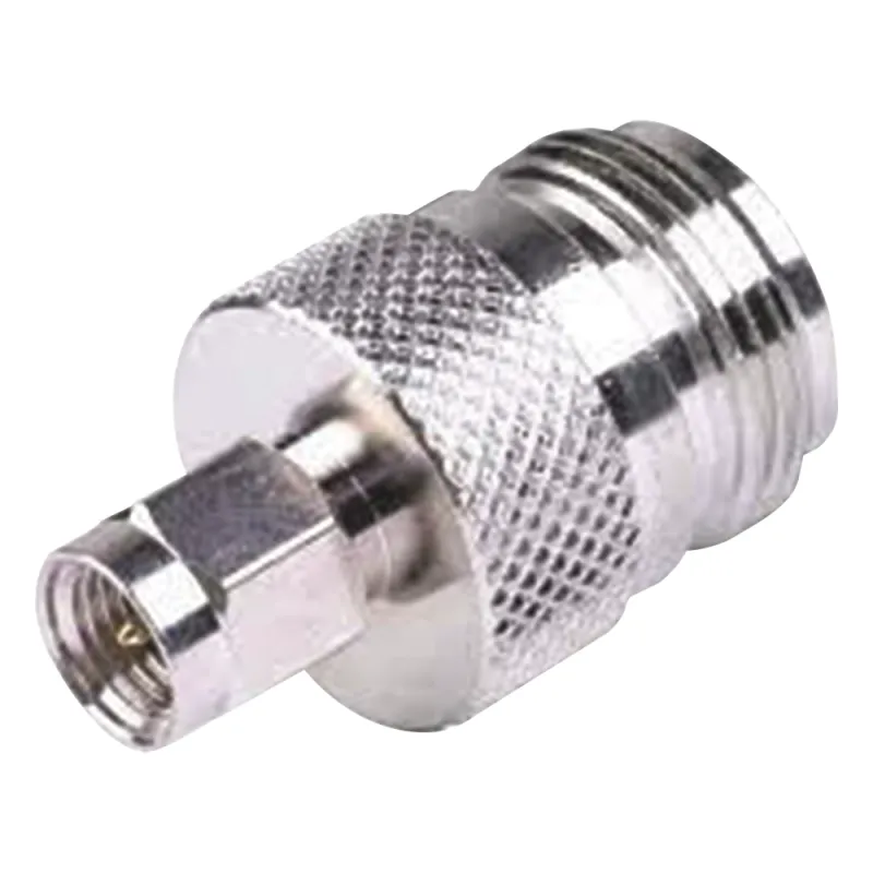 Adaptador en Linea de Conector SMA Macho a N Hembra, Niquel/ Oro/ Teflón.