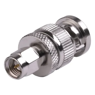 Adaptador en Línea de Conector SMA Macho a BNC Macho, Níquel/ Oro/ Teflón.