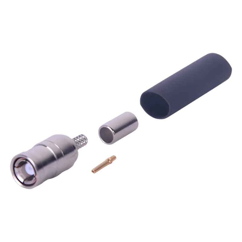 Conector SMB Macho de Anillo Plegable (PIN Hembra) para Cables RG-174/U, 8216, Niquel/Oro/Teflón.