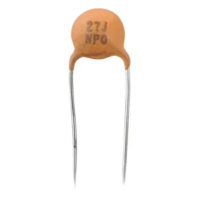 Capacitor Disco de Cerámica de 27 pFd, 50 V.