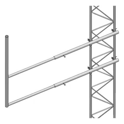 Brazo tipo "F" para tramos STZ-45G, galvanizado por inmersión caliente.