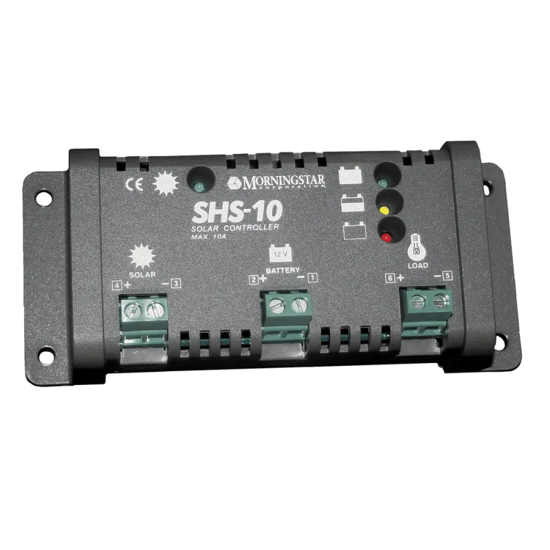 Controlador de Carga Solar PWM 10 A / 12 VCC / Desconexión Automática / IP22 / Protección Integral / Bajo Consumo 8 mA