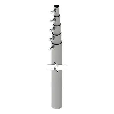 Mástil telescópico de 15 m (49.2 ft) Compuesto por 5 Secciones Concéntricas (requiere accesorios de instalación)