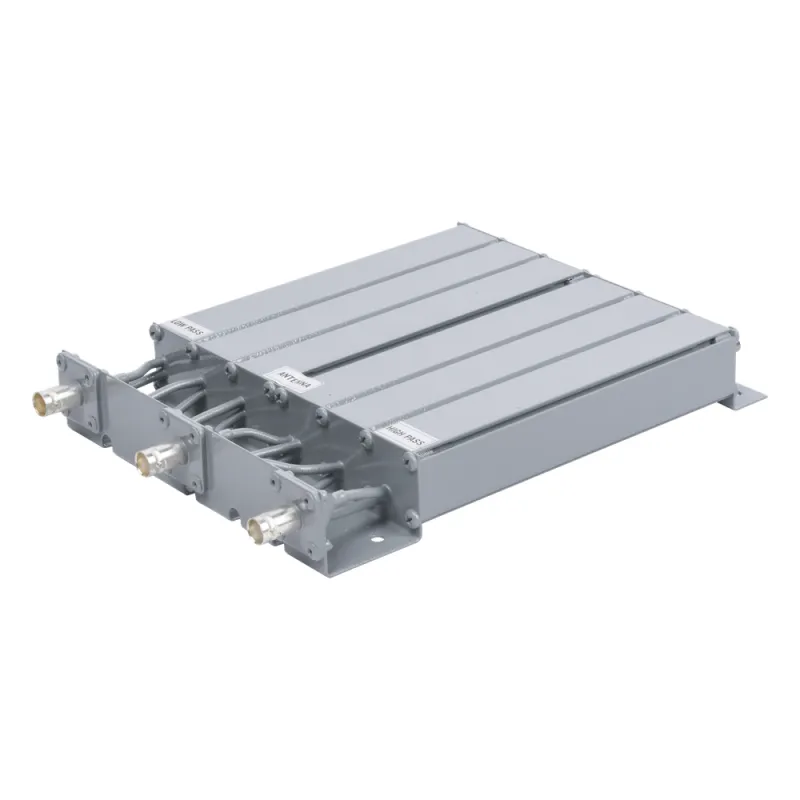 Duplexer SYSCOM en UHF, 6 Cav. 403-430 MHz, 50 Watt, 5 MHz Sep. Rechazo de Banda, BNC Hembras.