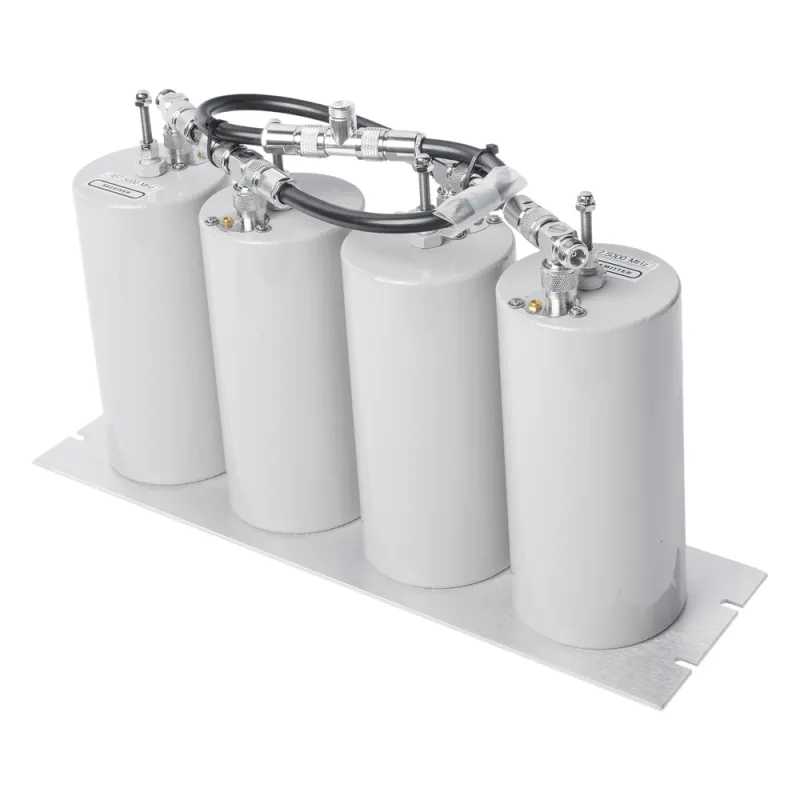 Duplexer Pasa Banda-Rechazo de Banda, 400-470 MHz, 4 Cavidades (4"Dia.) 5 MHz, 250 Watt, N Hembra