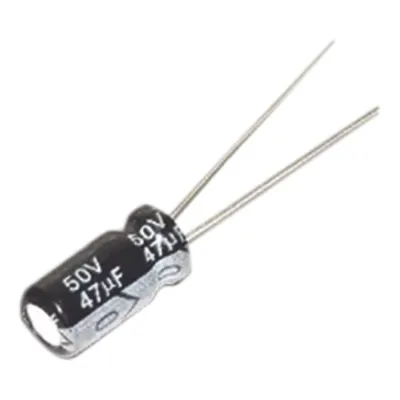 Capacitor Electrolítico de Aluminio, Radial de 47 µFd, 50 Vcc, 105 °C, 6.3 x 11 mm.