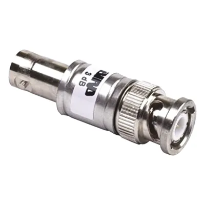Atenuador en Línea de 3 dB, 2 Watt Máx., CD-4 GHz, Conectores BNC Macho-Hembra.