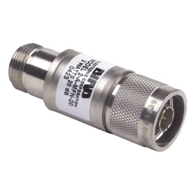 Atenuador en Línea de 20 dB, 2 W. Máximo, CD-4 GHz, Conectores N Macho-Hembra.