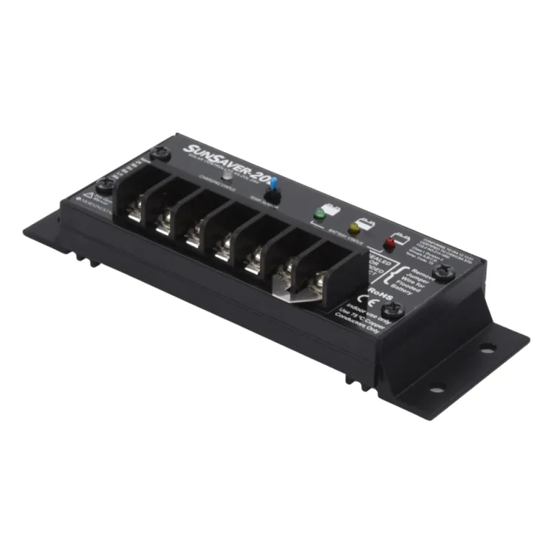 Controlador de Carga Solar SunSaver PWM 20 A / 24 VCC / Encapsulado Epóxico / Clase 1 Div 2 / Compensación de Temperatura
