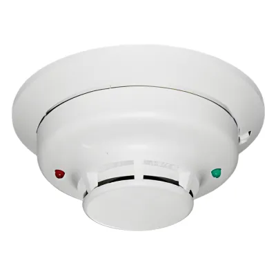 Detector fotoeléctrico de humo convencional de 2 hilos con LED bicolor y compensación automática de sensibilidad