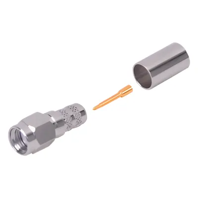 Conector SMA Macho de Anillo Plegable para Cables LMR-240, RG-8/X, 9258, Niquel/Oro/Teflón.