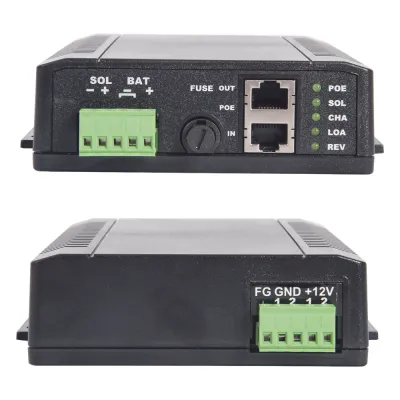 Controlador Solar POE, Entrada 12 Vcc Hasta un Panel Solar de 125 Watts, Salida PoE Pasivo en 24 Vcc Hasta 20 Watts Máximo.