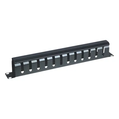 Organizador de Cables Horizontal de 1U para Rack de 19" con Cubierta Metálica