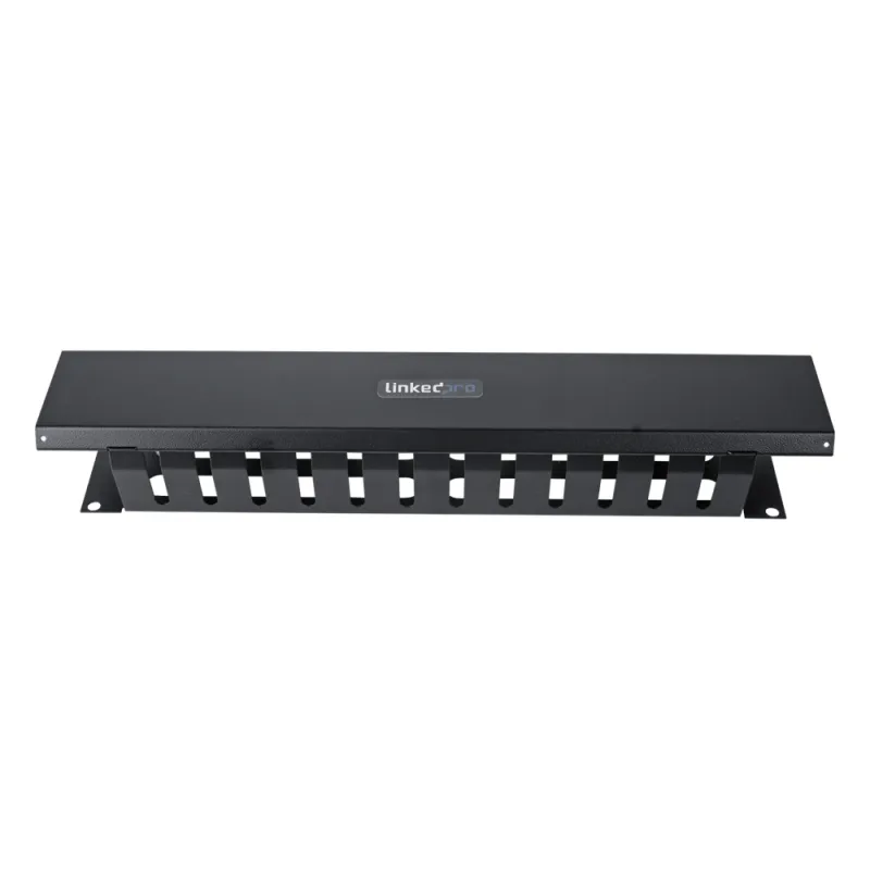 Organizador de Cables Horizontal de 2U para Rack de 19" con Cubierta Metálica