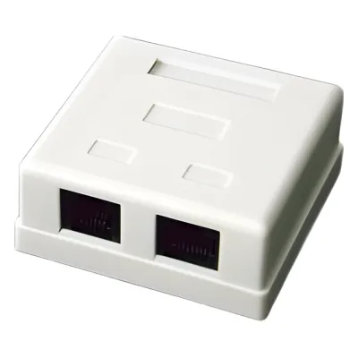 Caja de Pared con 2 Puertos, Incluye 2 Jacks UTP Cat5e Keystone