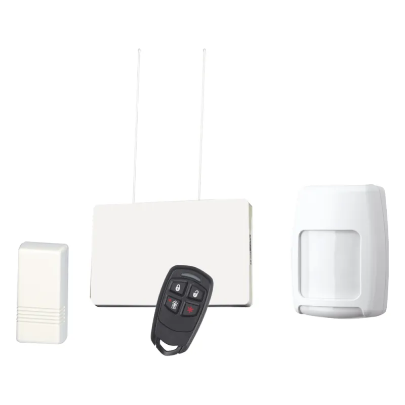 Kit inalámbrico con receptor, contactos magnéticos, detector de movimiento PIR y control remoto de 4 botones para panel de alarma Honeywell serie Vista