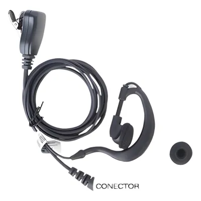 Micrófono - audífono de gancho ajustable al oído con conector de dos pines para MOTOROLA, ABELL Y HYTERA