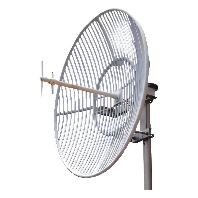Antena Parabólica de Rejilla | 824-960 MHz | 23 dBi de Ganancia | Cubre muy bien la Banda 5 (850 MHz) Celular. Antena Donadora que se utiliza para los amplificadores de señal celular para cubrir comunidades alejadas.